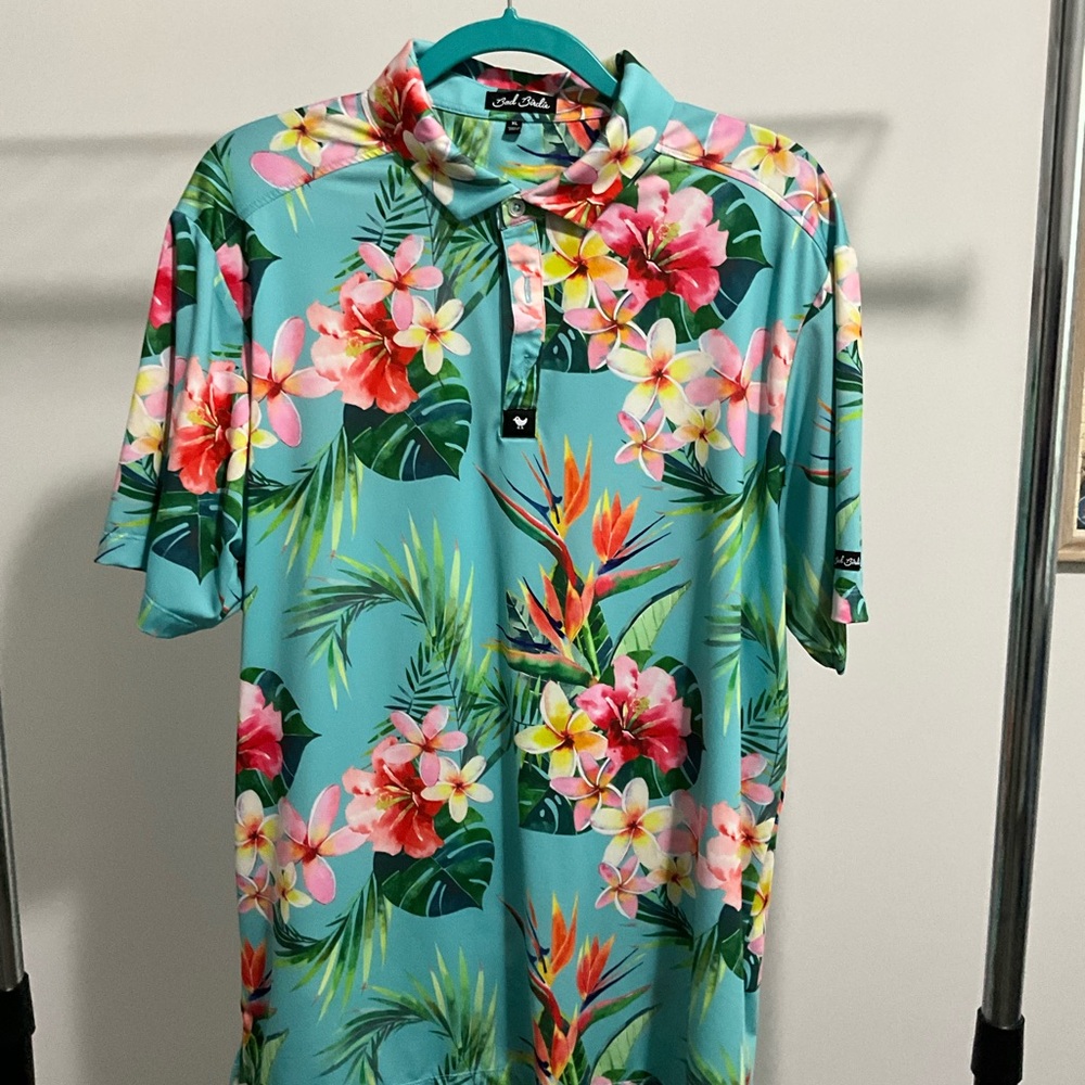 Bad Birdie Floral Hawaiian Polo XL